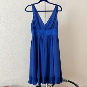 Gorgeous Royal Blue Halter Goddess Dress with Pearl Details